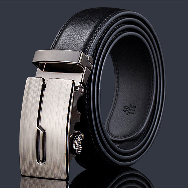 Men's Leather Automatic Buckle Cowhide Business Pant Belts