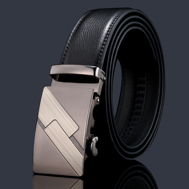 Men's Leather Automatic Buckle Cowhide Business Pant Belts