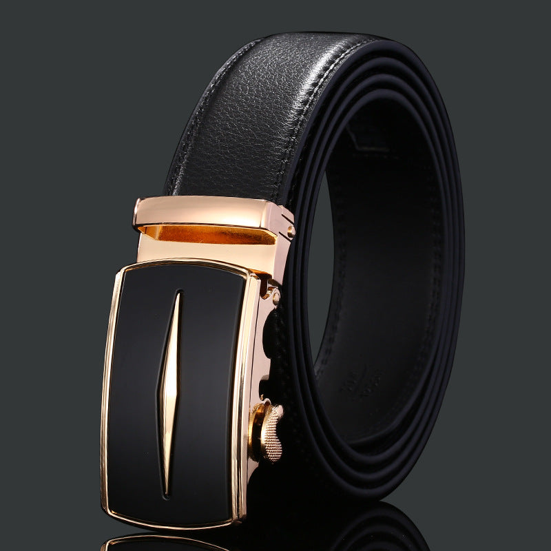 Men's Leather Automatic Buckle Cowhide Business Pant Belts