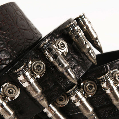 Men's Rock Metal Bullet Inlaid First Layer Cowhide Special Belts