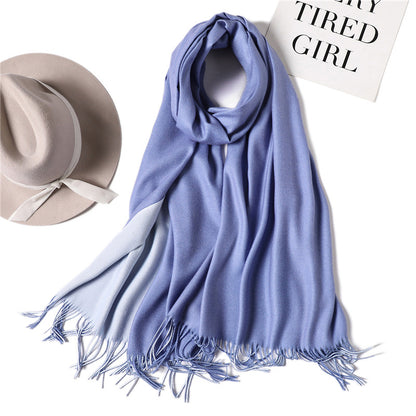 Double-sided Two-color Artificial Cashmere Female Pure Color Scarfs