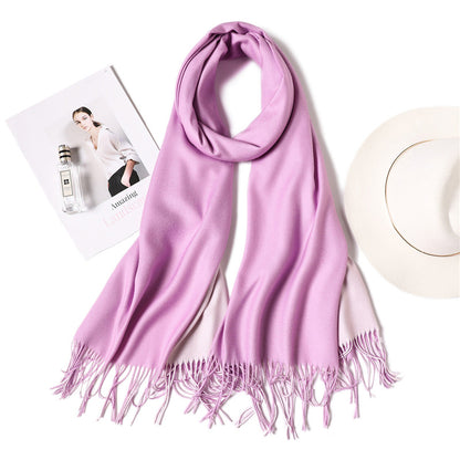 Double-sided Two-color Artificial Cashmere Female Pure Color Scarfs