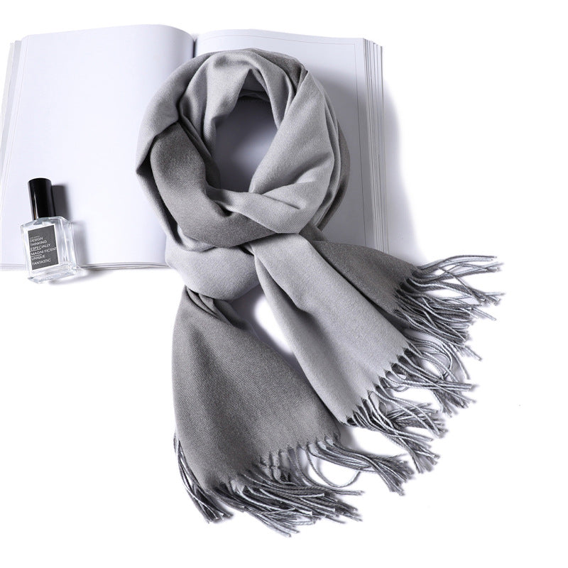 Double-sided Two-color Artificial Cashmere Female Pure Color Scarfs