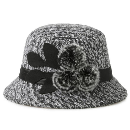 Women's Elegant Woolen Hat Mother Bucket Hats & Caps