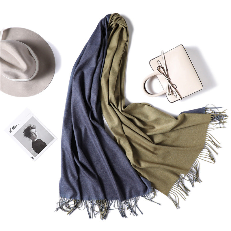 Double-sided Two-color Artificial Cashmere Female Pure Color Scarfs