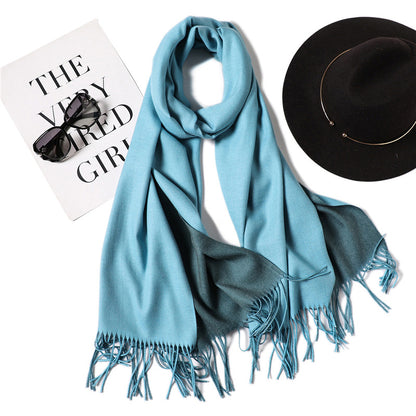 Double-sided Two-color Artificial Cashmere Female Pure Color Scarfs