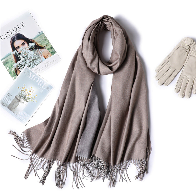 Double-sided Two-color Artificial Cashmere Female Pure Color Scarfs