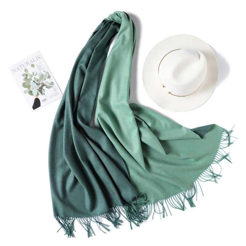 Double-sided Two-color Artificial Cashmere Female Pure Color Scarfs