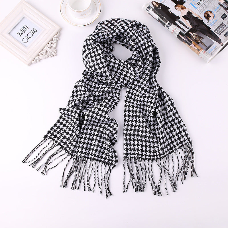 Fashion British Plaid Artificial Cashmere Tassel Scarfs