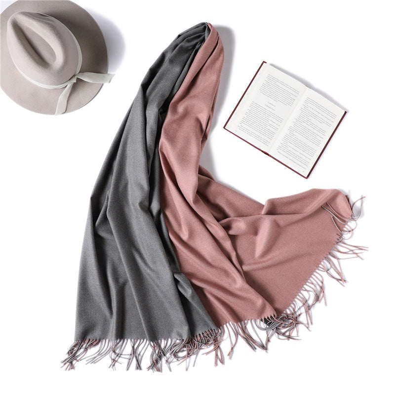 Double-sided Two-color Artificial Cashmere Female Pure Color Scarfs