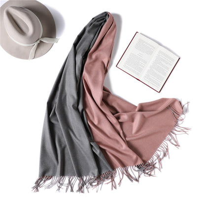 Double-sided Two-color Artificial Cashmere Female Pure Color Scarfs