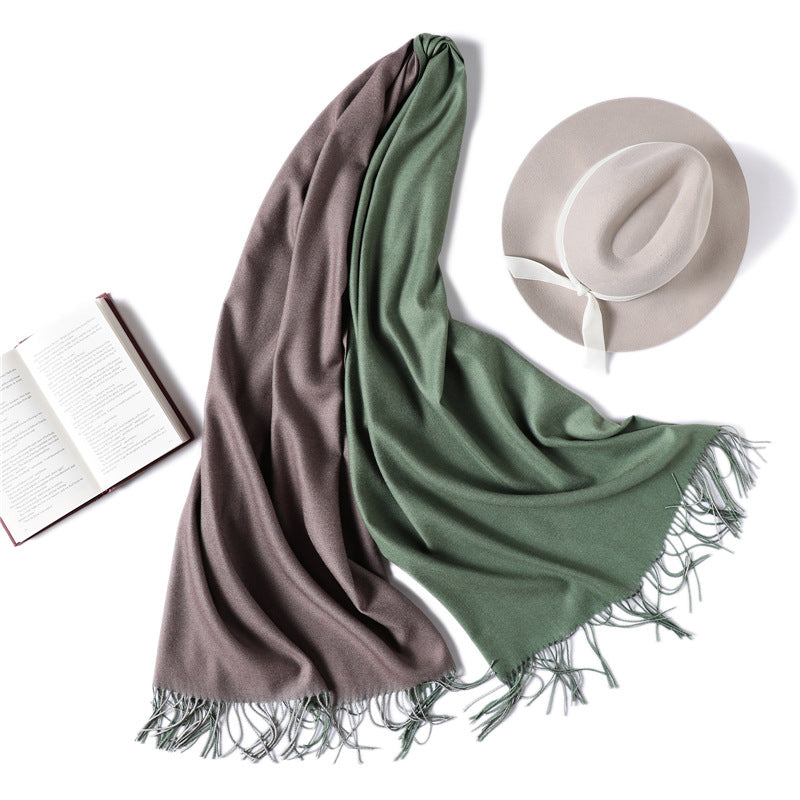 Double-sided Two-color Artificial Cashmere Female Pure Color Scarfs