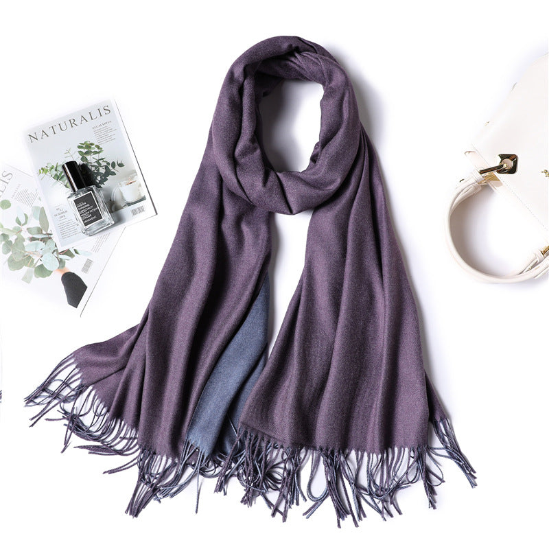 Double-sided Two-color Artificial Cashmere Female Pure Color Scarfs