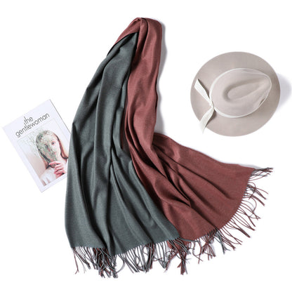 Double-sided Two-color Artificial Cashmere Female Pure Color Scarfs