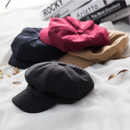 Women's Woolen Beret Casual Peaked Korean Style Hats & Caps