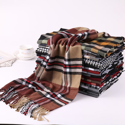 Fashion British Plaid Artificial Cashmere Tassel Scarfs