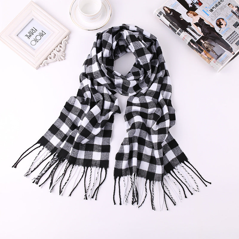 Fashion British Plaid Artificial Cashmere Tassel Scarfs