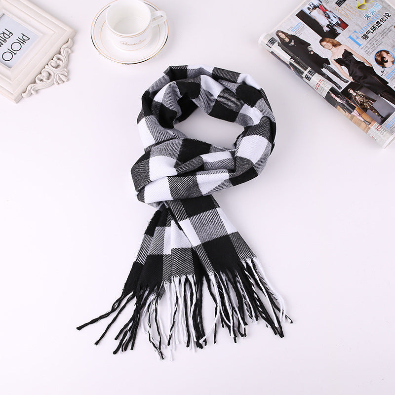 Fashion British Plaid Artificial Cashmere Tassel Scarfs