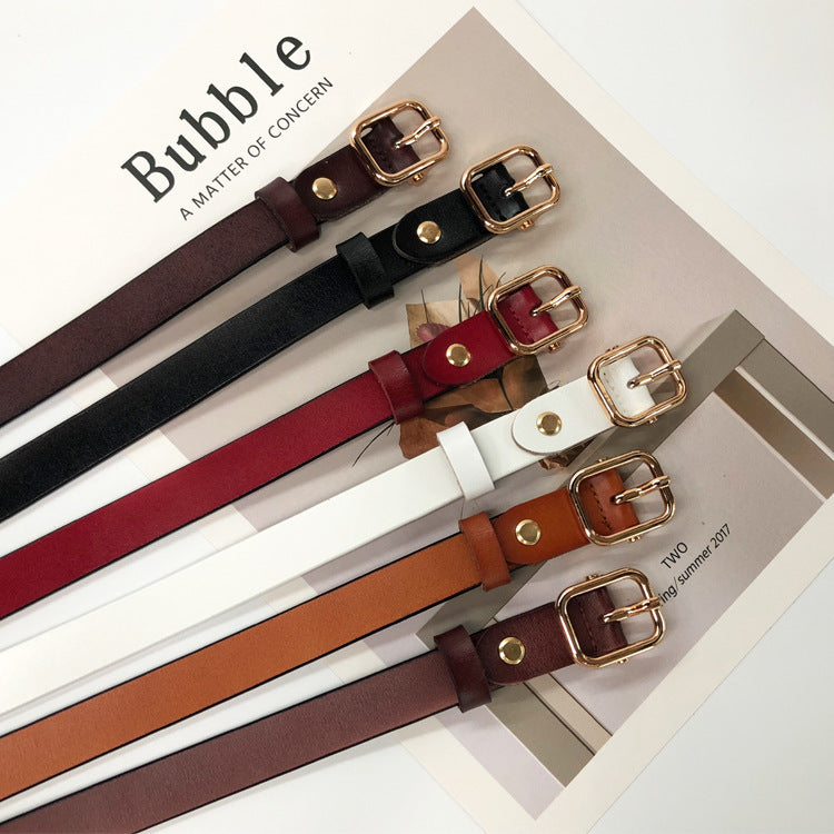 Women's Korean Style Fashion Cowhide Thin With Belts