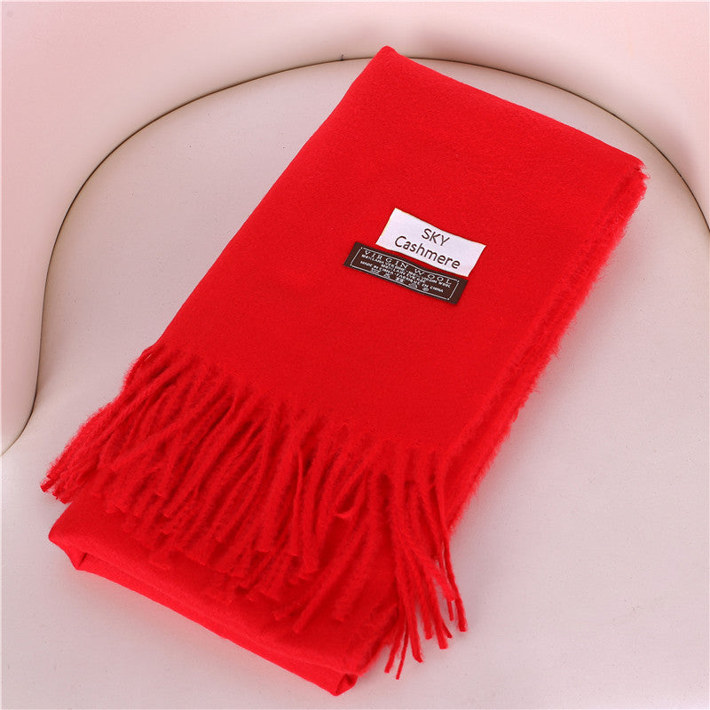 Women's Solid Color Bristle Warm Shawl Candy Scarfs