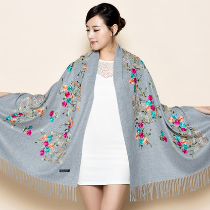 Embroidered Female Winter Ethnic Style Grassland Scarfs