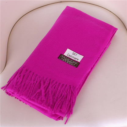 Women's Solid Color Bristle Warm Shawl Candy Scarfs