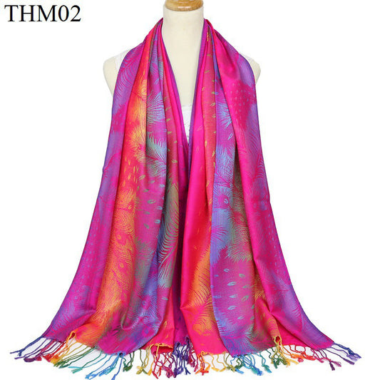 Women's Cotton Colorful Ethnic Style Travel Shawl Scarfs