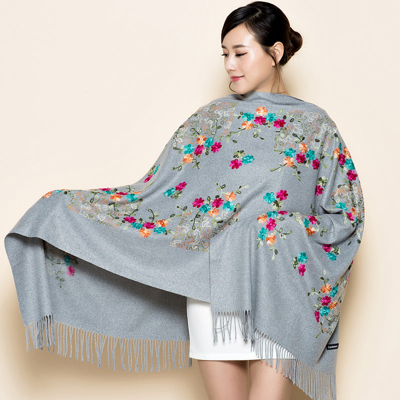 Embroidered Female Winter Ethnic Style Grassland Scarfs