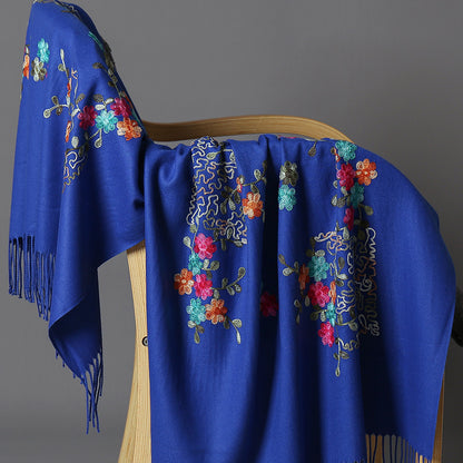 Embroidered Female Winter Ethnic Style Grassland Scarfs