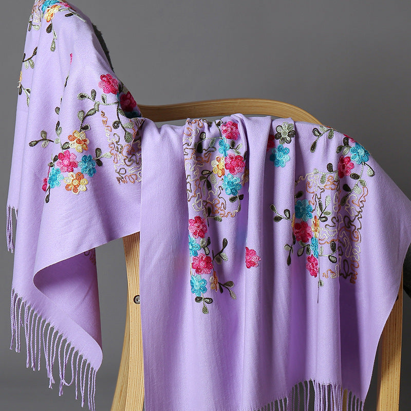 Embroidered Female Winter Ethnic Style Grassland Scarfs