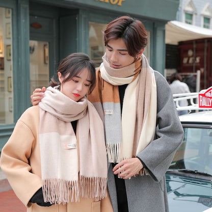 Women's Wool Plaid Korean Warm Talma Extra Scarfs