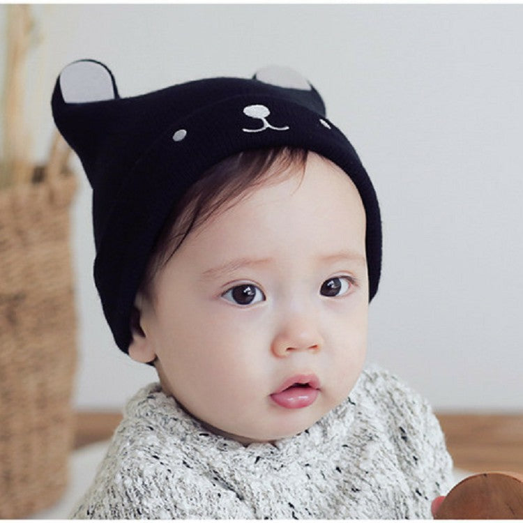 Hat Knitted Wool Cute Cartoon Bear Embroidery Kids' Headwear