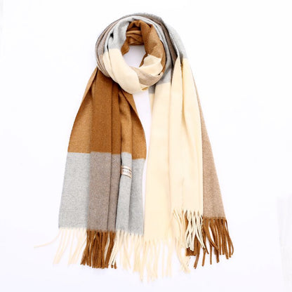 Women's Wool Plaid Korean Warm Talma Extra Scarfs