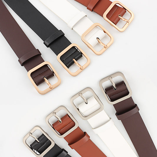 Women's Korean Square Pin Buckle Decorative Soft Belts