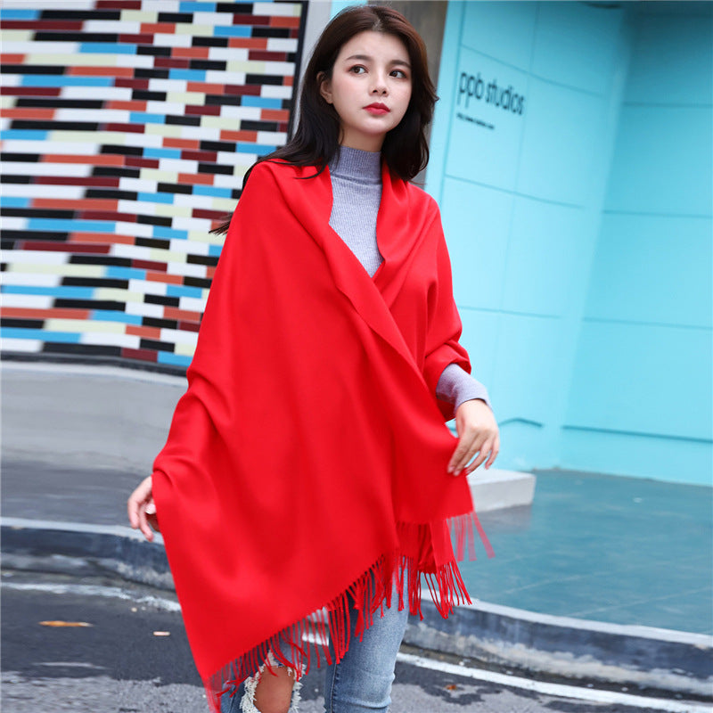 Women's Color Artificial Cashmere Monochrome Fashion Warm Scarfs