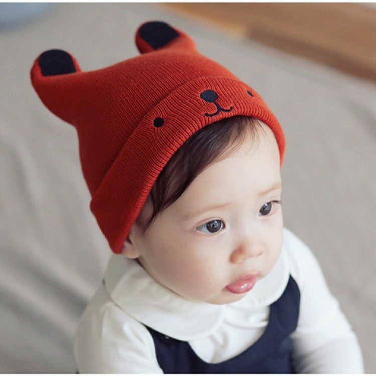 Hat Knitted Wool Cute Cartoon Bear Embroidery Kids' Headwear