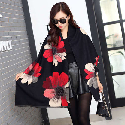 Women's Thickened Warm Korean Fashion Cashmere Shawl Scarfs