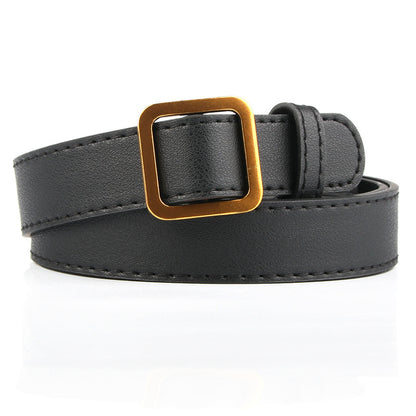 Women's Gold Square Buckle Thin Soft Jeans Belts