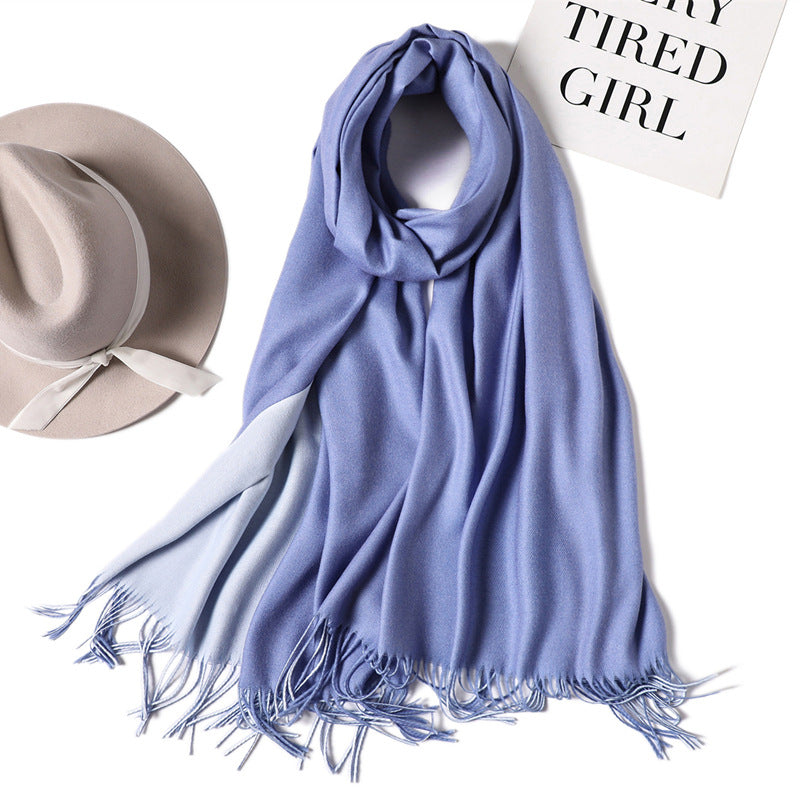 Double-sided Two-color Artificial Cashmere Female Pure Color Scarfs