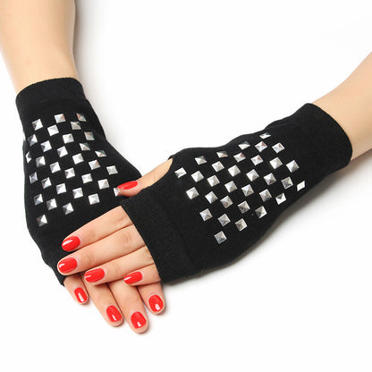 Women's & Men's Sailor Dance Open Finger Rivet Knitting Gloves