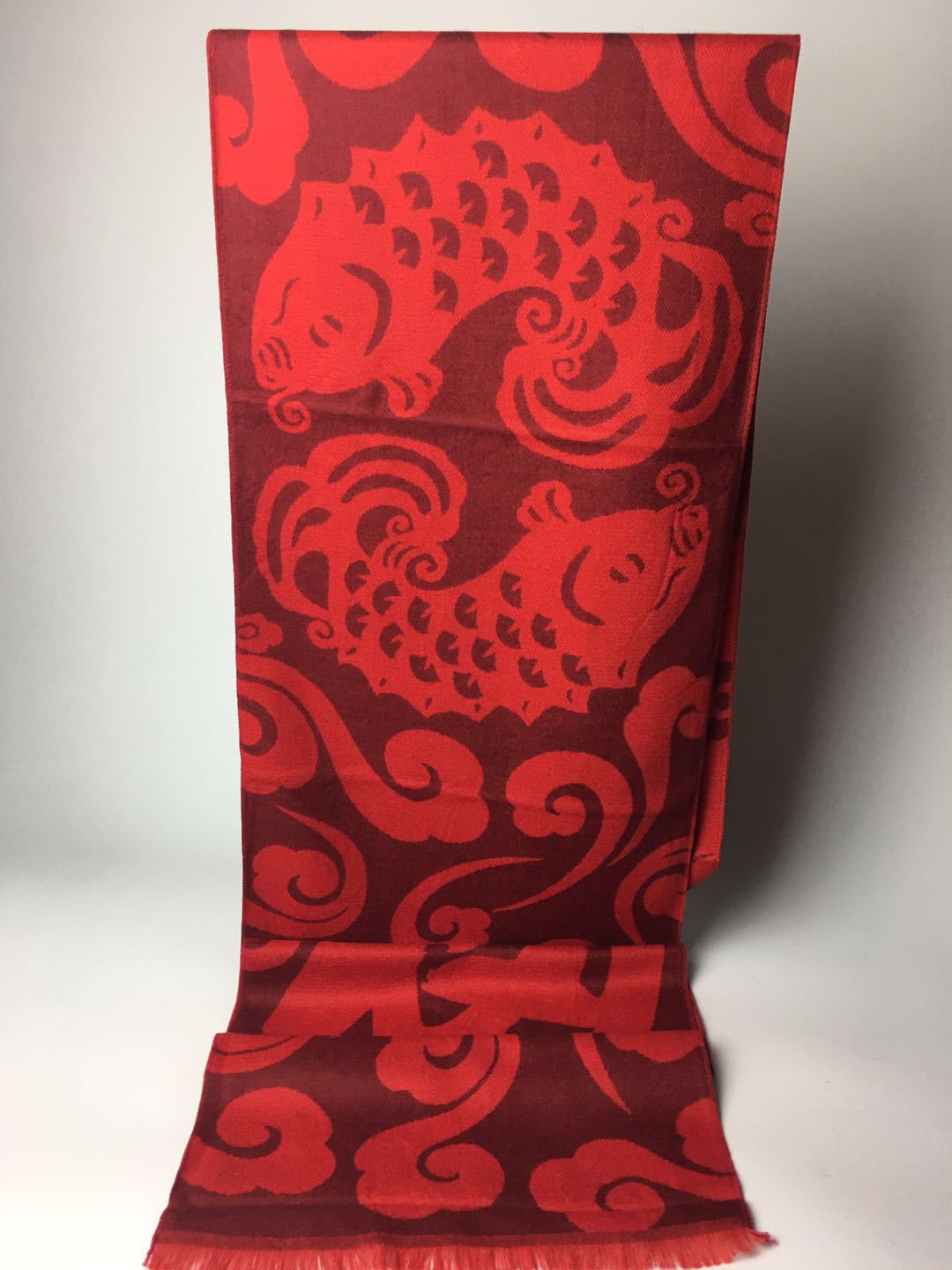 Comfortable Bright Red Open Door Chinese Scarfs