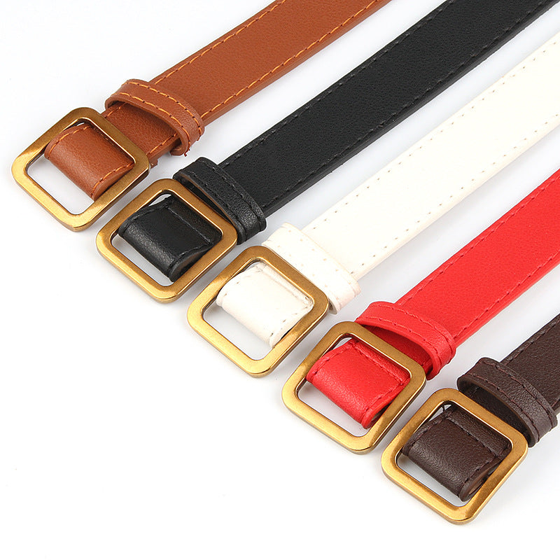 Women's Gold Square Buckle Thin Soft Jeans Belts