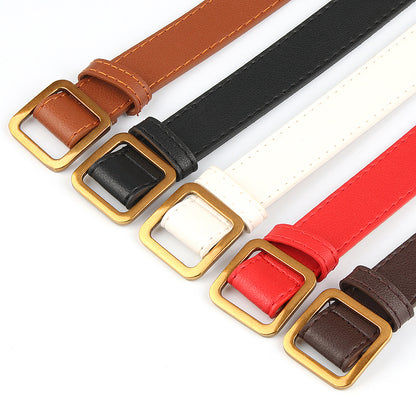 Women's Gold Square Buckle Thin Soft Jeans Belts