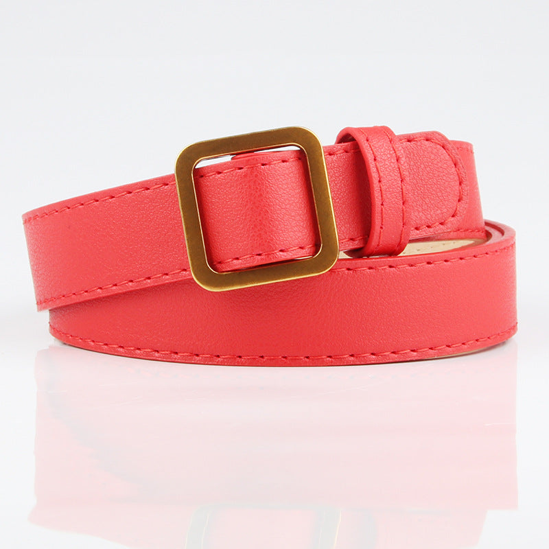 Women's Gold Square Buckle Thin Soft Jeans Belts