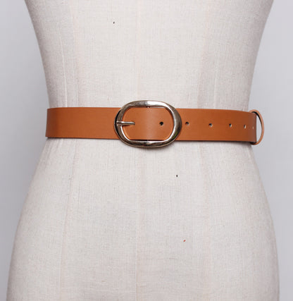 Women's & Men's Square Pin Buckle Solid Color Leather Belts