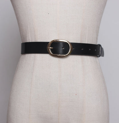 Women's & Men's Square Pin Buckle Solid Color Leather Belts