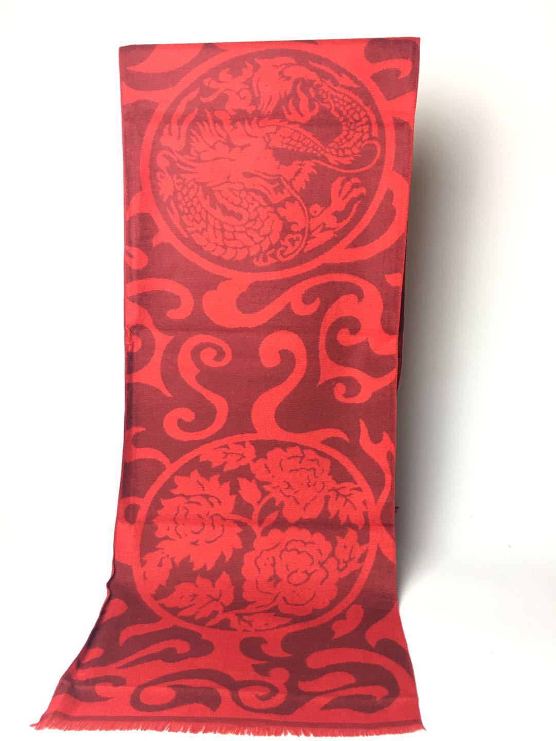 Comfortable Bright Red Open Door Chinese Scarfs