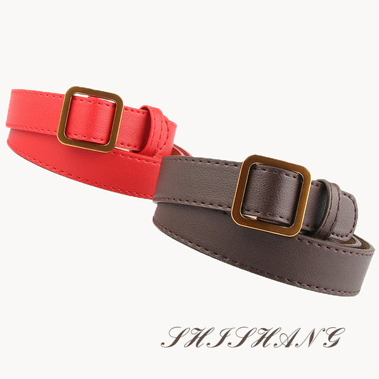 Women's Gold Square Buckle Thin Soft Jeans Belts