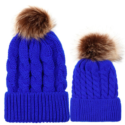 Ball Twist Knitted Hat Warm Female Imitation Kids' Headwear