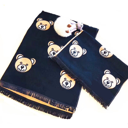 Children's Classic Bear Korean Style Reversible Thickened Scarfs